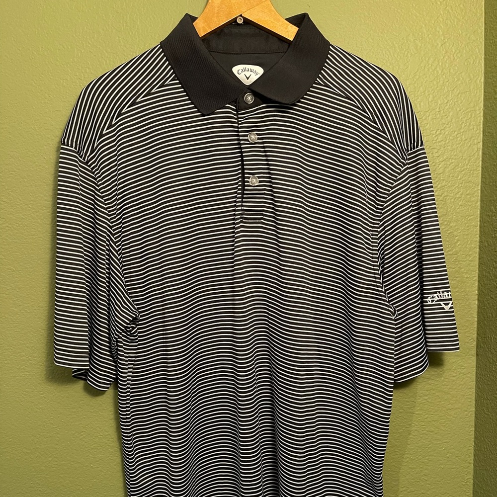Callaway Golf Blue Striped Polo Shirt shirt sleeve Mens XL